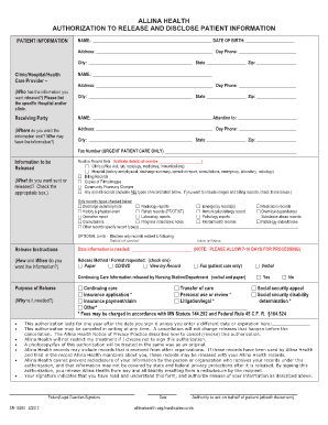 Allina Health Authorization Form