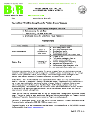 Visible Smoke Test Failure Consumer Information Sheet