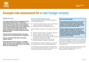 Road Haulage Risk Assessment Template  Form