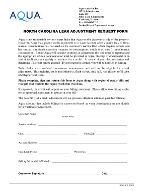 Download the New Carolina Leak Adjustment Form Aqua America