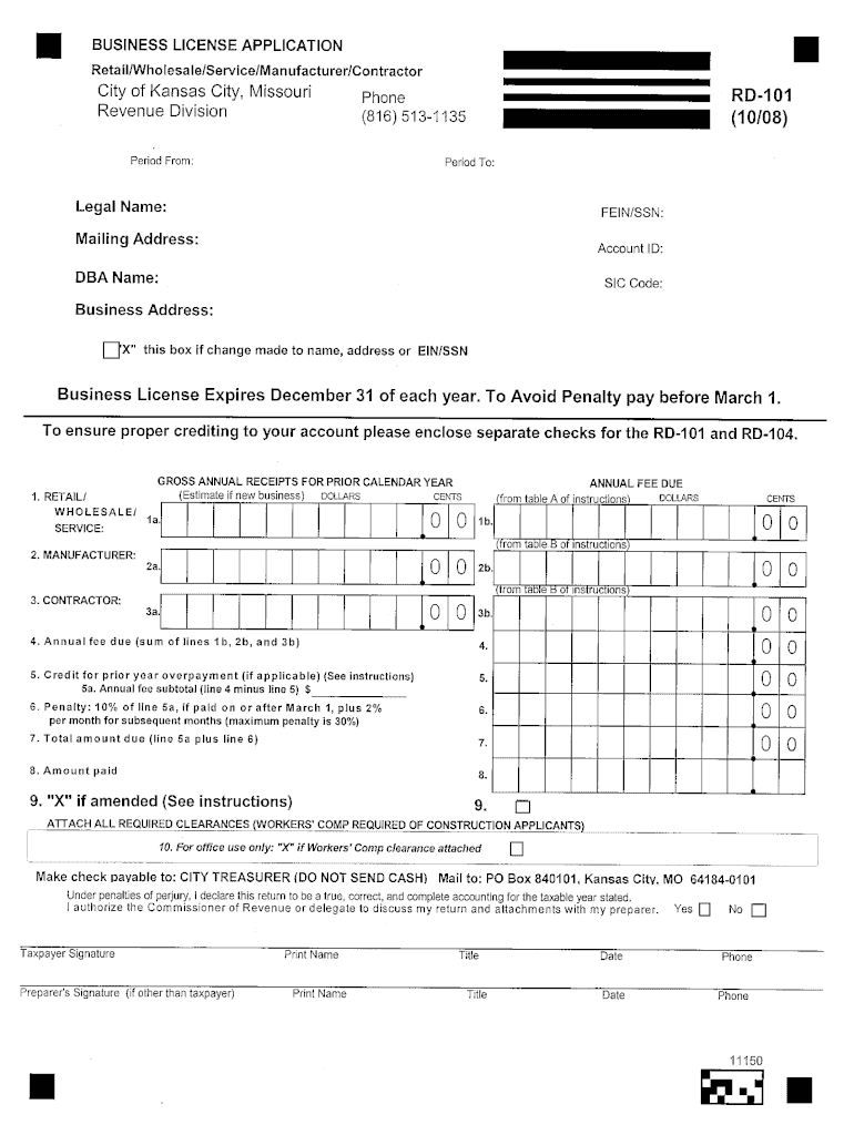 Kcmo Business License Application  Form