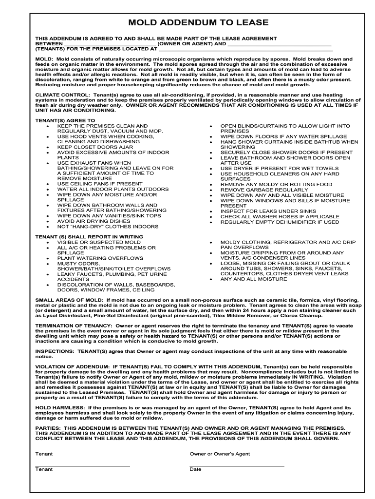 Mold Addendum  Form