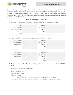 Vendor Reference  Form