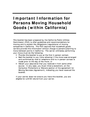 Important Information for Persons Moving Household Goods within California