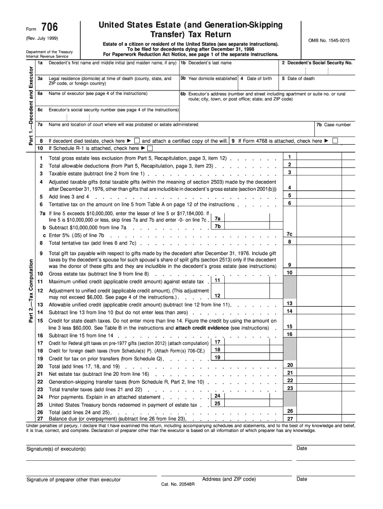  706 Form 1999