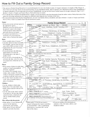 Family Group Ancestry Template  Form