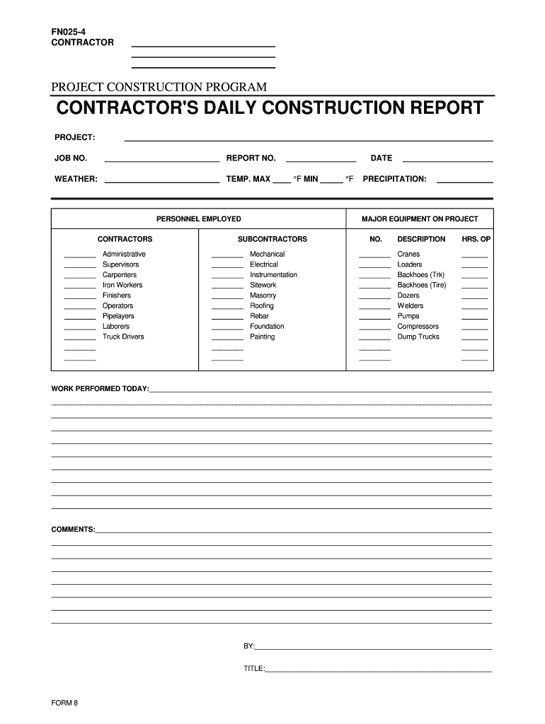 Get and Sign Construction Daily Report Template Excel  Form