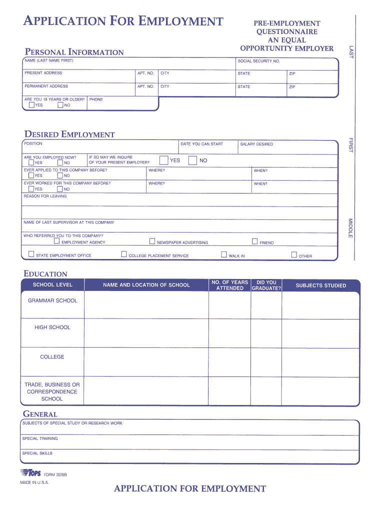 Tops Form 3288