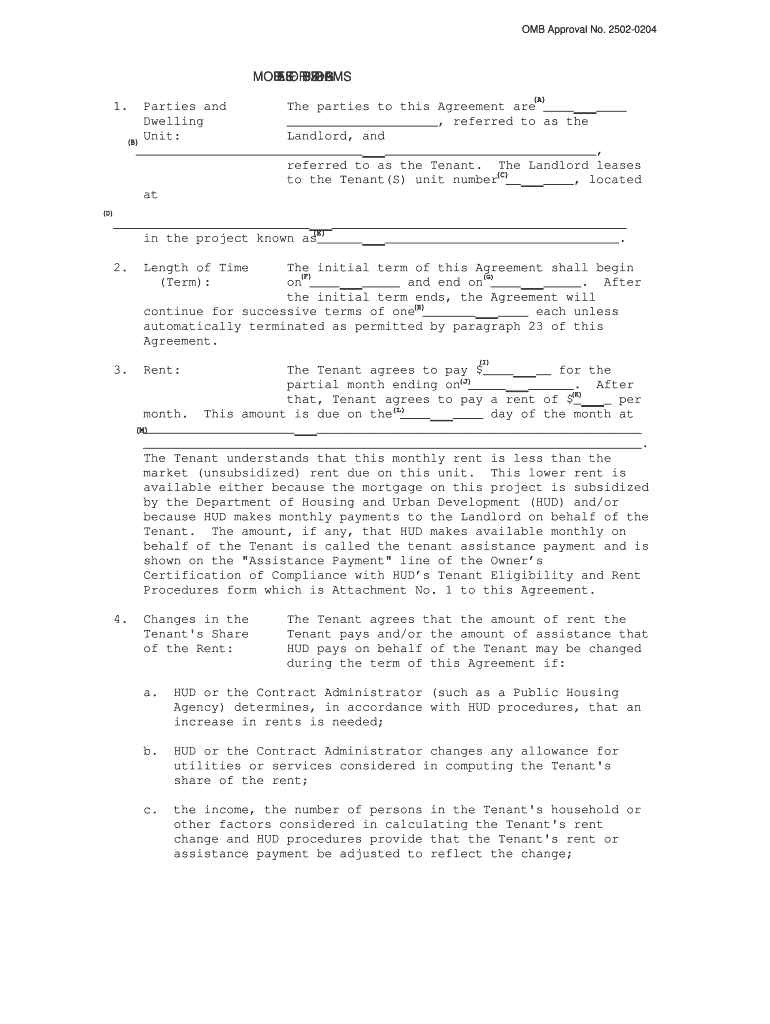  Hud Model Lease 2007-2024