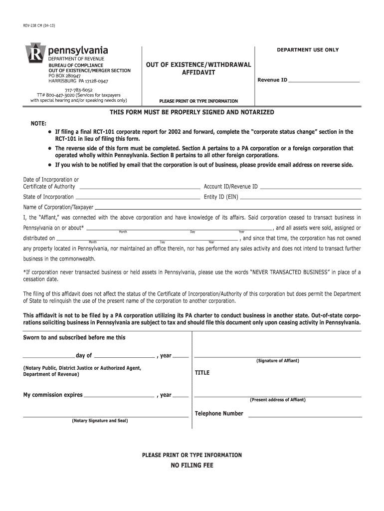 Get and Sign Pa Rev 238 2013-2022 Form