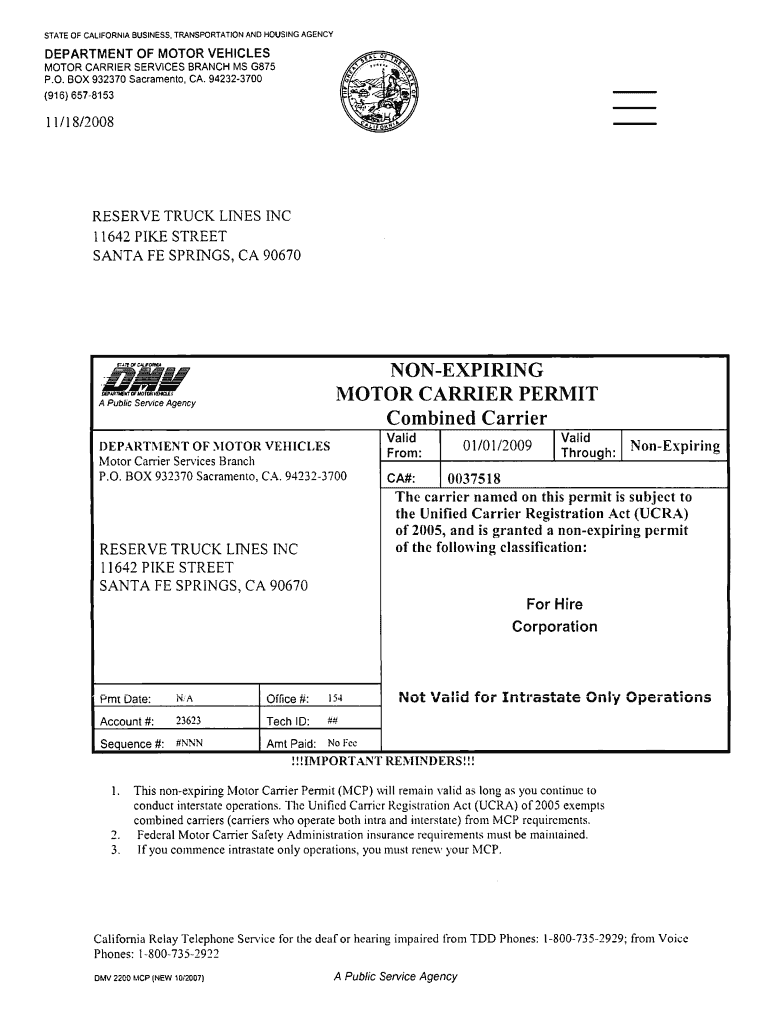 Motor Carrier Permit Renewal  Form