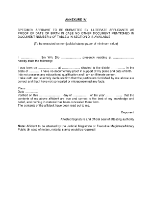 Thumb Impression Affidavit Format PDF