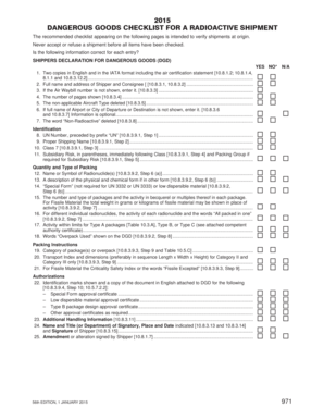 Dangerous Goods Checklist for a Radioactive Shipment  Form