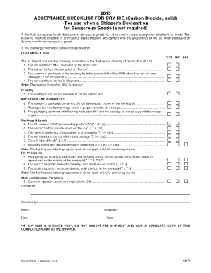 Iata Dry Ice Checklist  Form