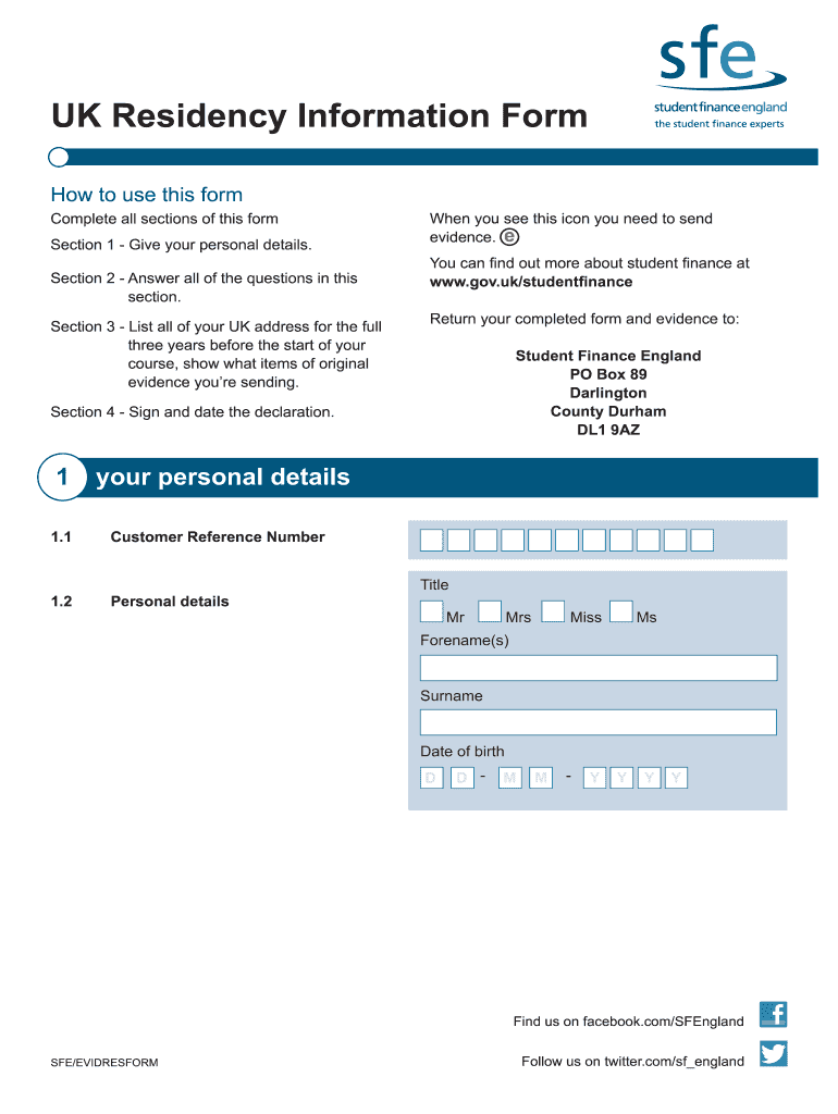 Sfe Residency Form