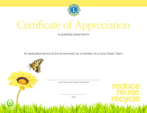 Lions Club Certificate of Appreciation Template  Form