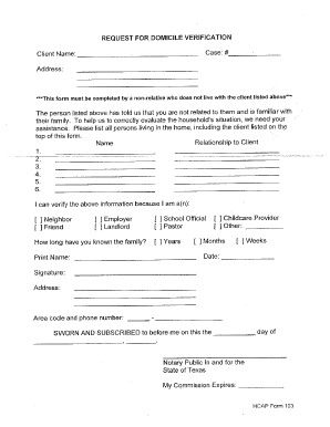 Ac Verification Form for Domicile