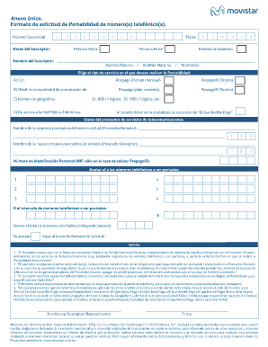 Anexo Nico Formato De Solicitud De Portabilidad De Movistar