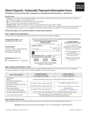 Wells Fargo Direct Deposit  Form