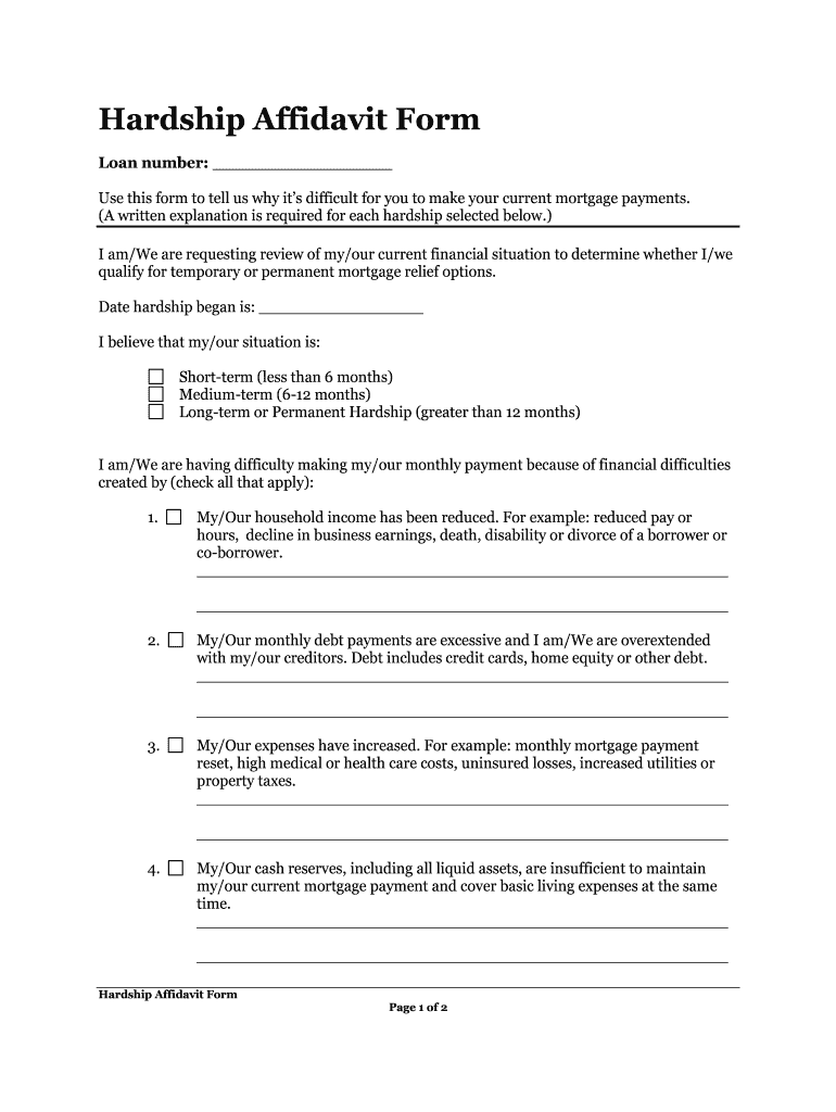 Hardship Affidavit  Form