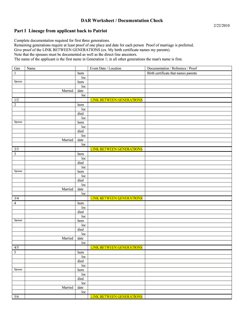 Get and Sign Dar Worksheet Documentation Check 2010-2022 Form