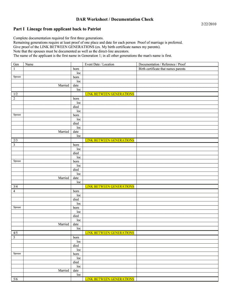  Dar Worksheet Documentation Check 2010-2024