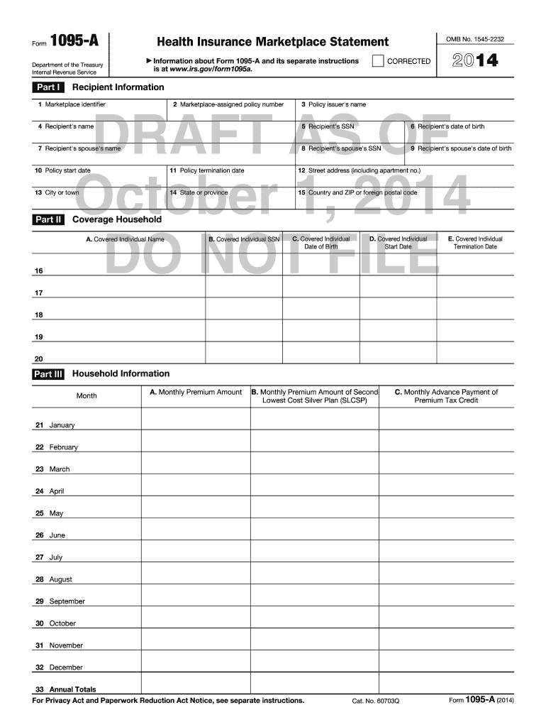 Fillable 1095 a  Form