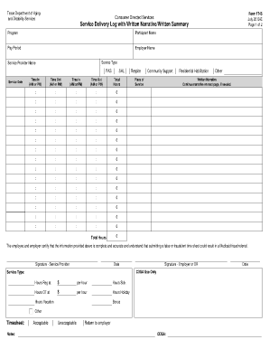 Service Delivery Form