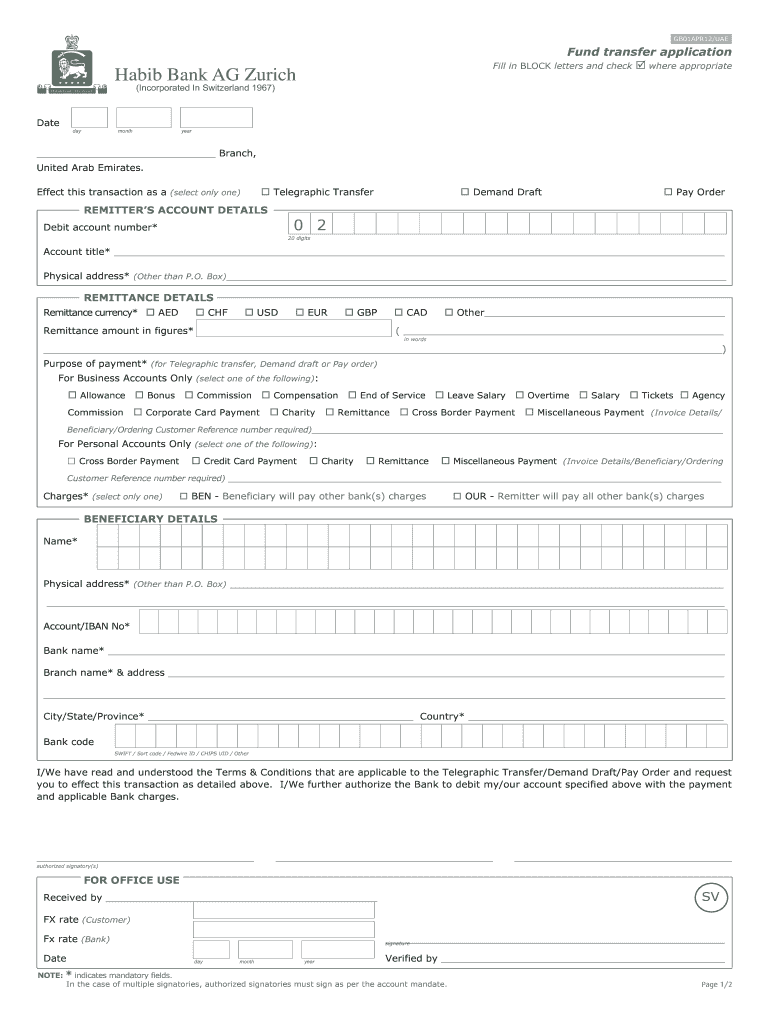 Hbl Remittance Form