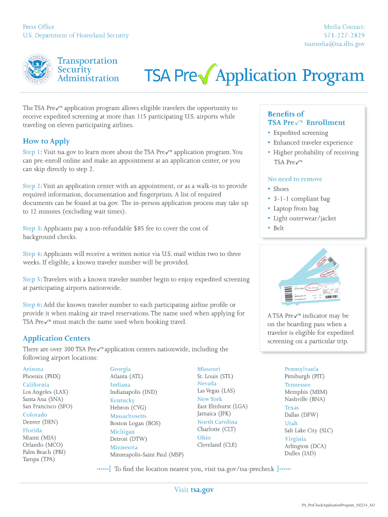 Tsa Precheck Application 2014-2024