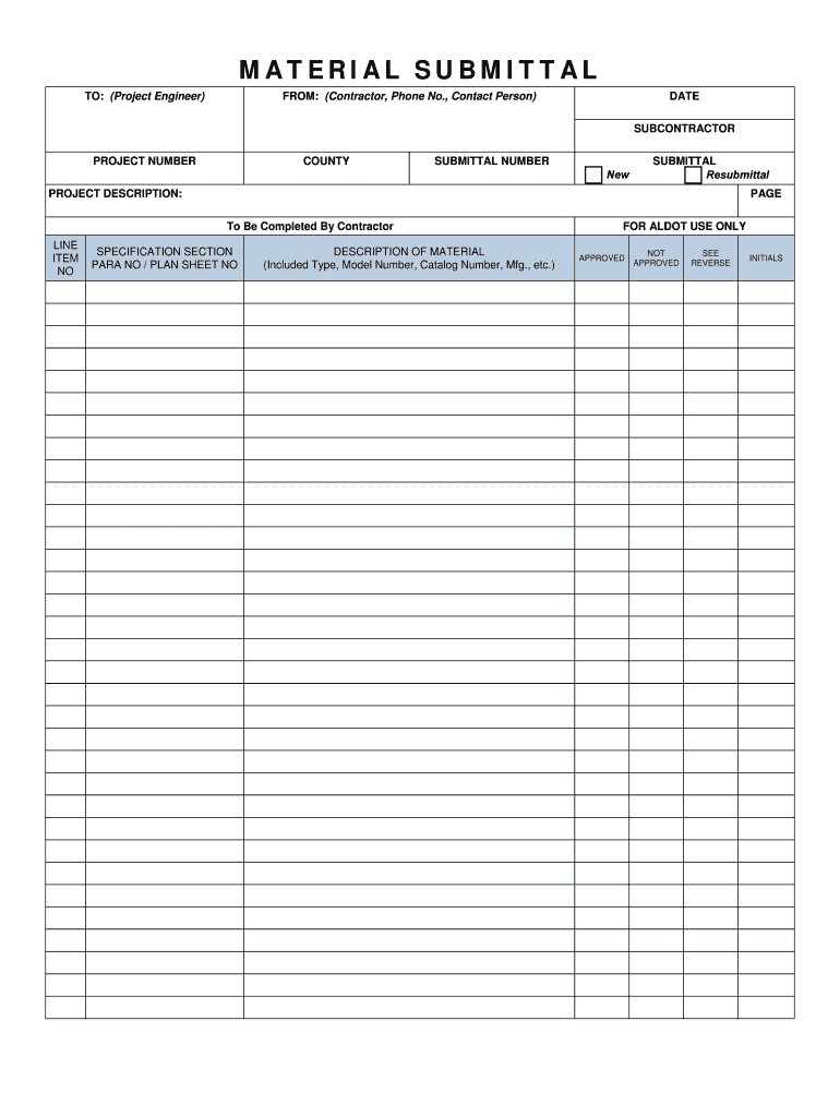 Material Submittal Form