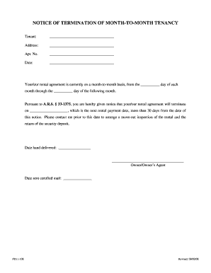 Of TERMINATION 30 DAY NOTICE Pinalcountyaz  Form
