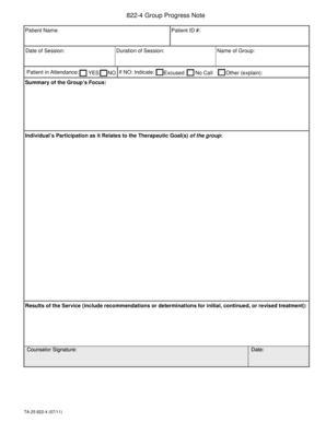 Part 822 4 Group Progress Note TA 25 822 4 Oasas Ny  Form