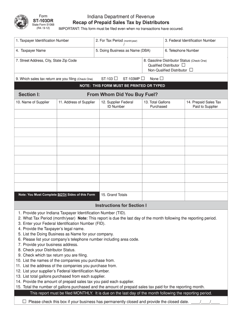 Indiana St 103  Form