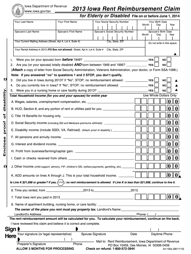  Iowa Rent Reimbursement 2013