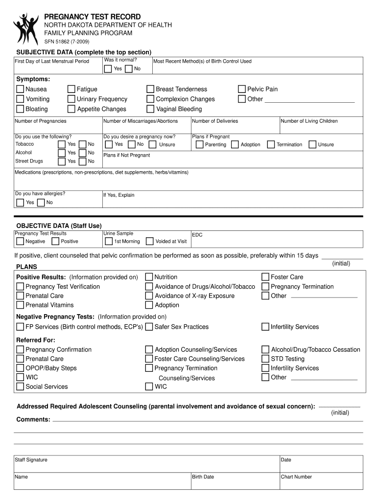  Planned Parenthood Positive Pregnancy Test Blank Form 2009-2024