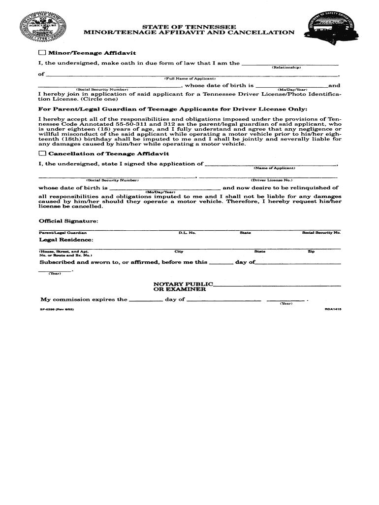 Get and Sign Affidavit of Cancellation 2003 Form
