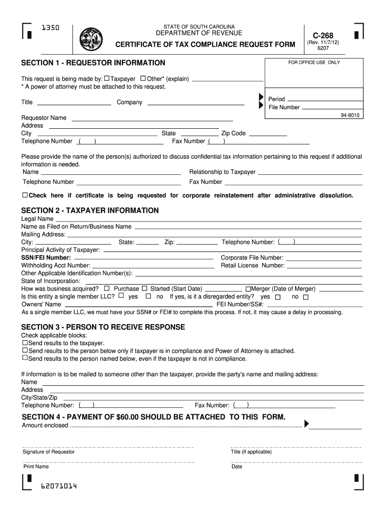  Sc Certificate Compliance  Form 2012