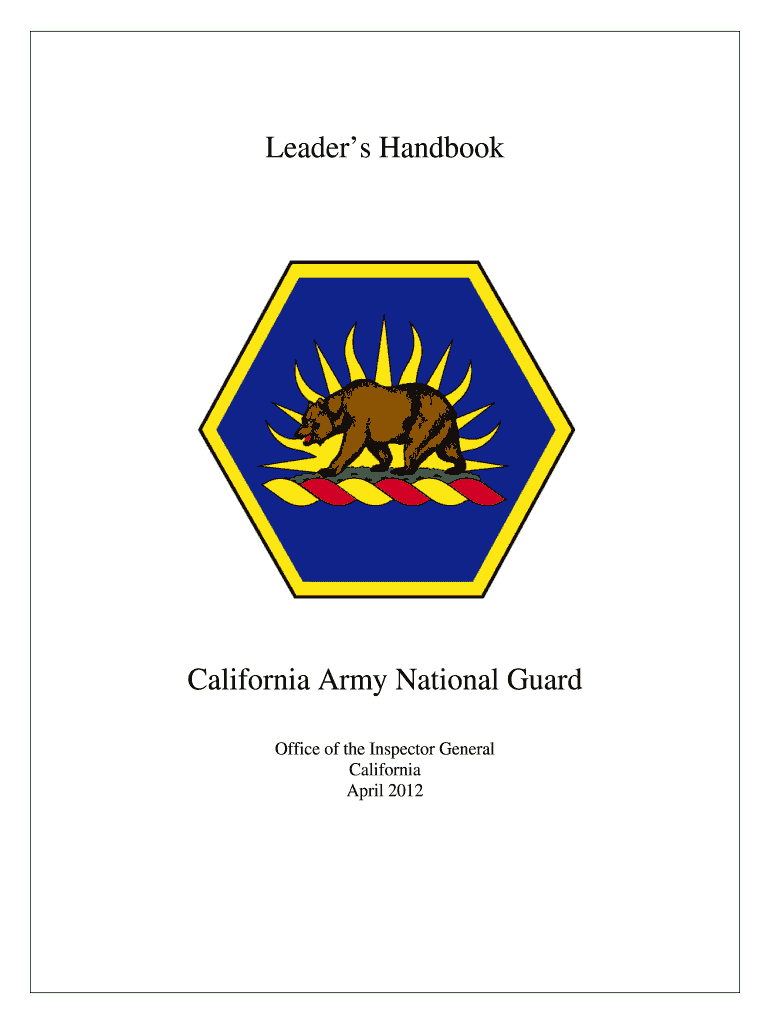  Leader's Handbook California Army National Guard  Calguard Ca 2012-2024
