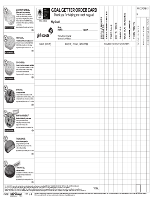 Goal Getter Order Card  Form