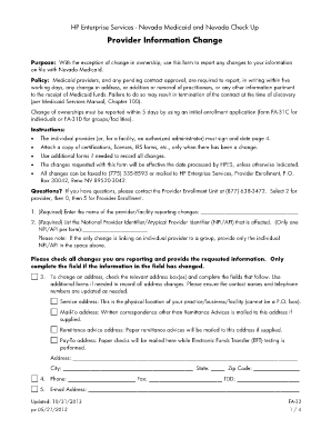 Provider Information Change Medicaid Nv