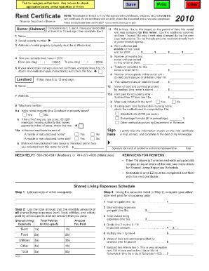  Rent Certificate Form 2020