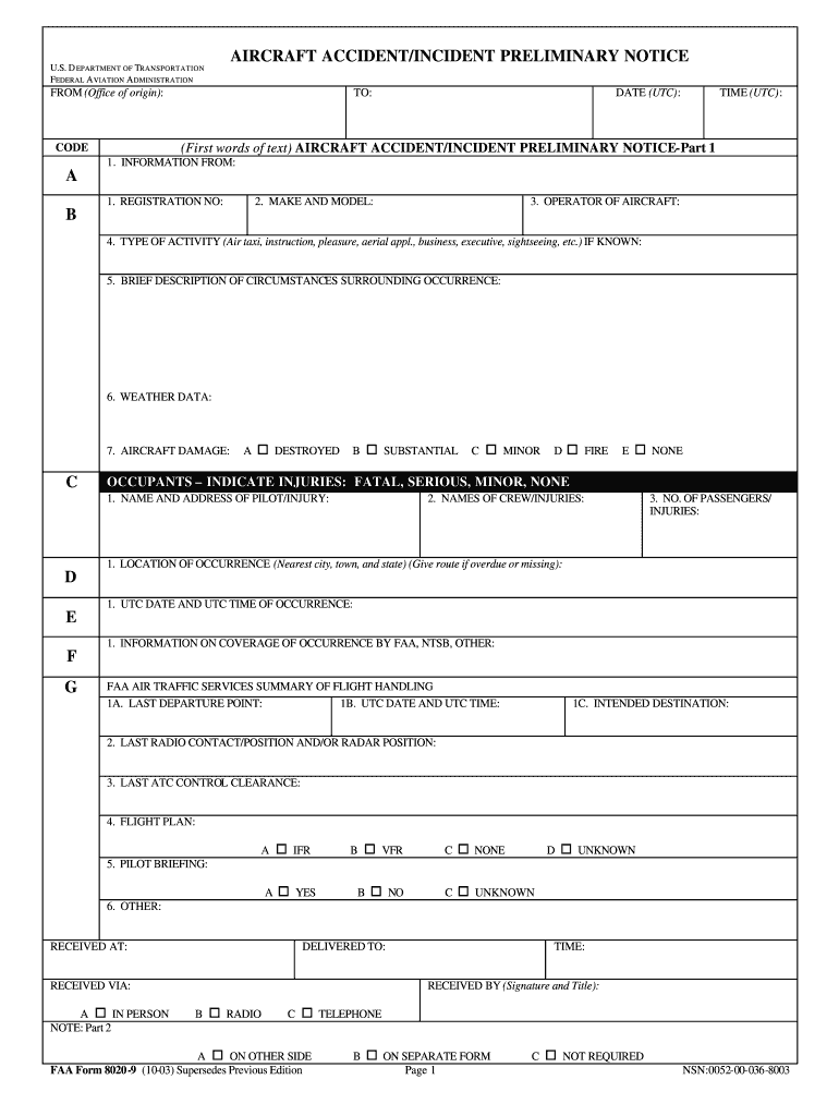 Faa 8020 9 Fillable  Form