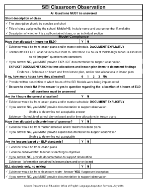 Observation Protocol Sample  Form