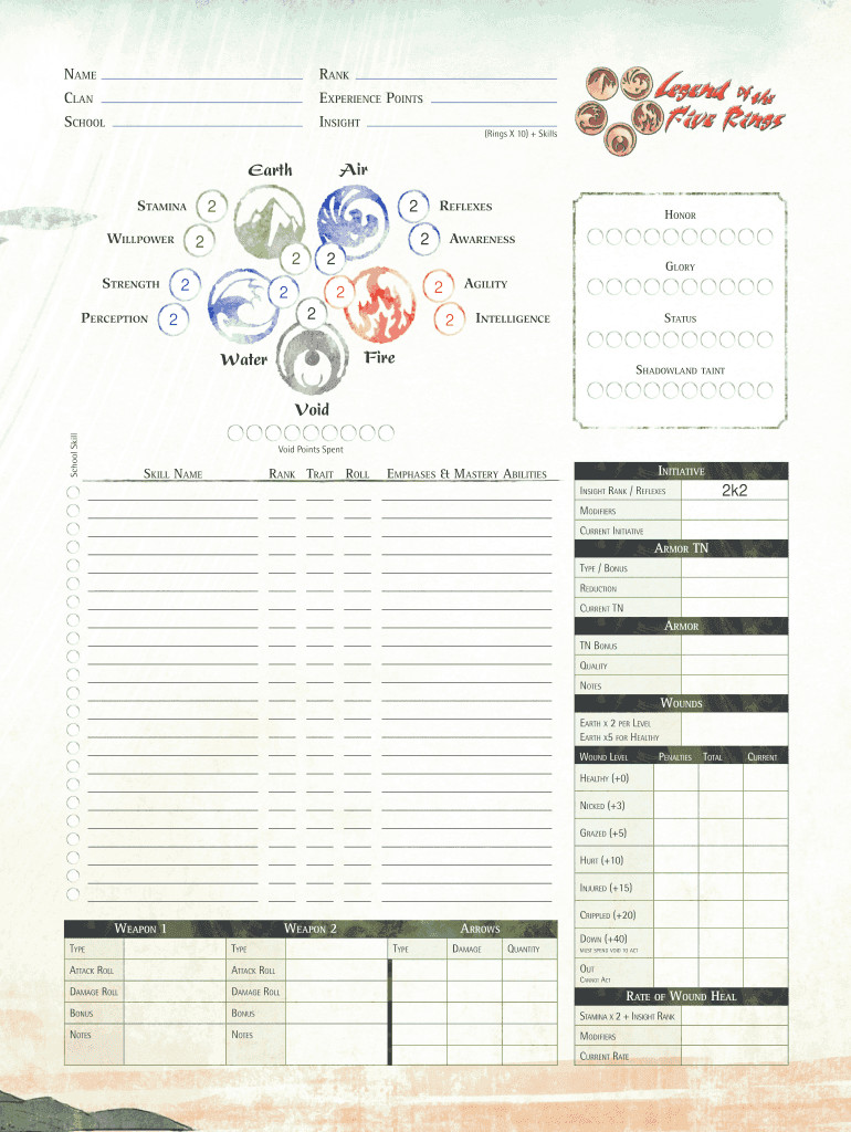 L5r Character Sheet  Form