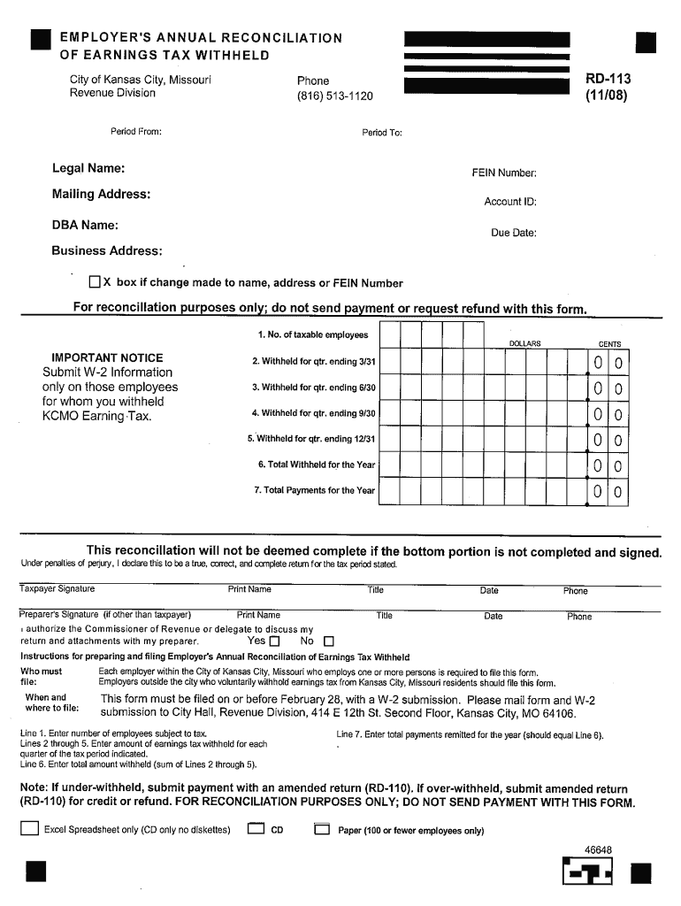Tax Form RD 113