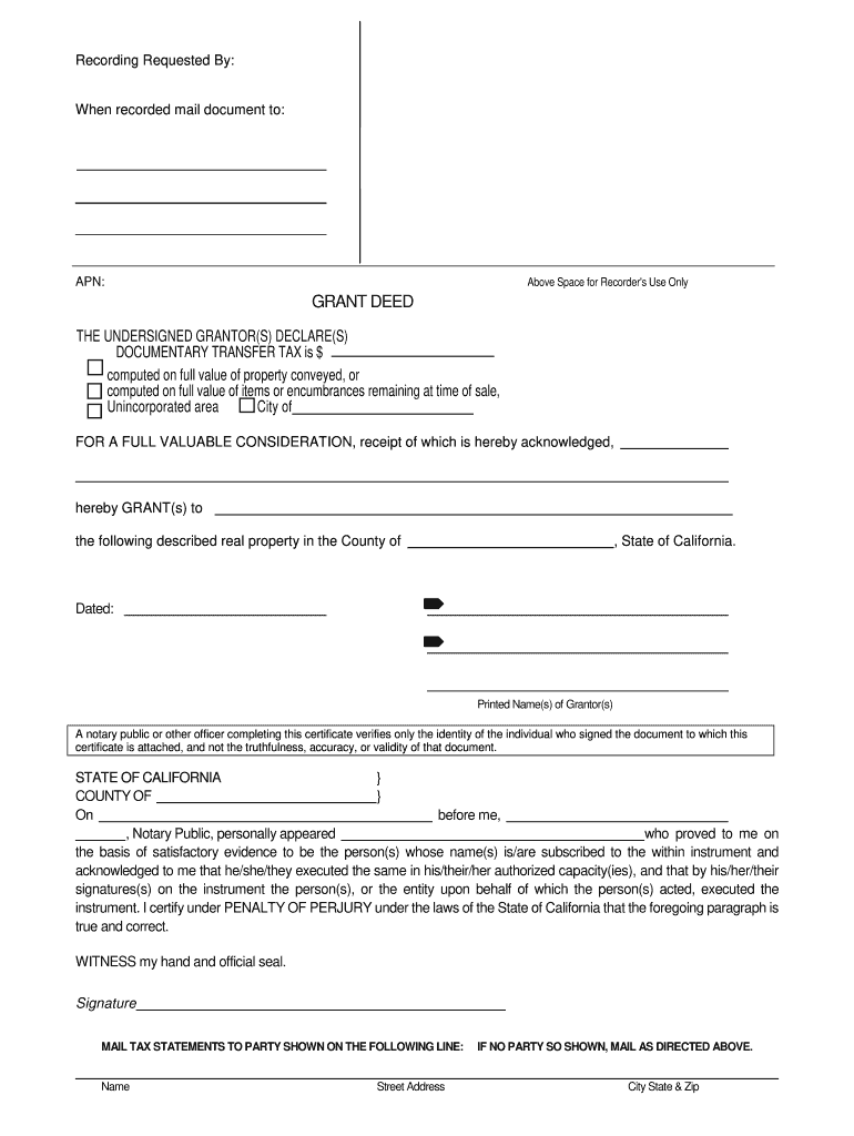 Ca Deed Form