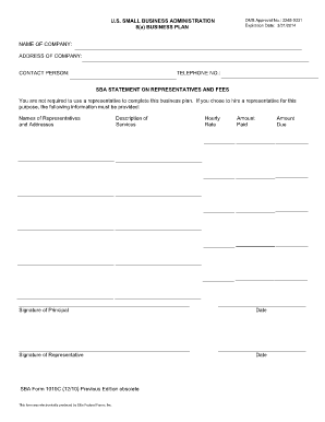 Fillable U S SMALL BUSINESS ADMINISTRATION 8a BUSINESS PLAN  Form
