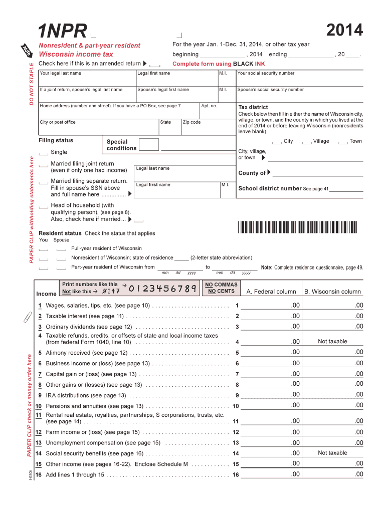 Get and Sign Wisconsin Form 1npr 2018-2022