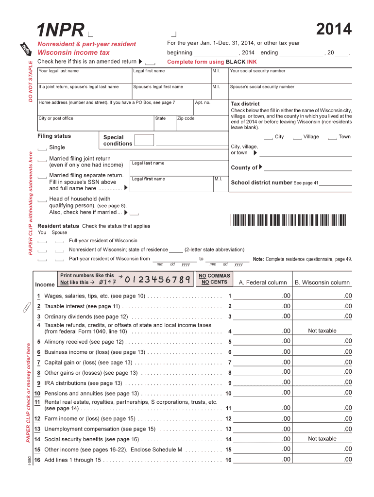  Wisconsin Form 1npr 2018